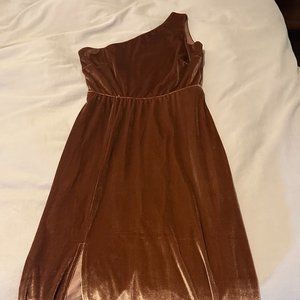 Baltic Born - Tatiana Velvet One Shoulder Maxi Dress - Small, Bronze